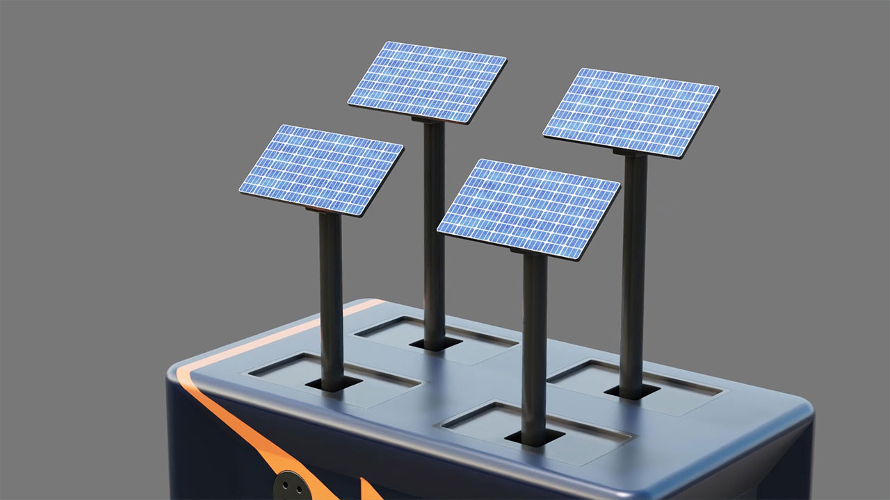 Solar panels charging the Portable Power Snatch system